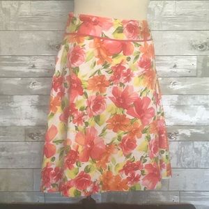 🌸 (2/$20) Sz 6 Bass Floral Pink White Green Yellow Skirt